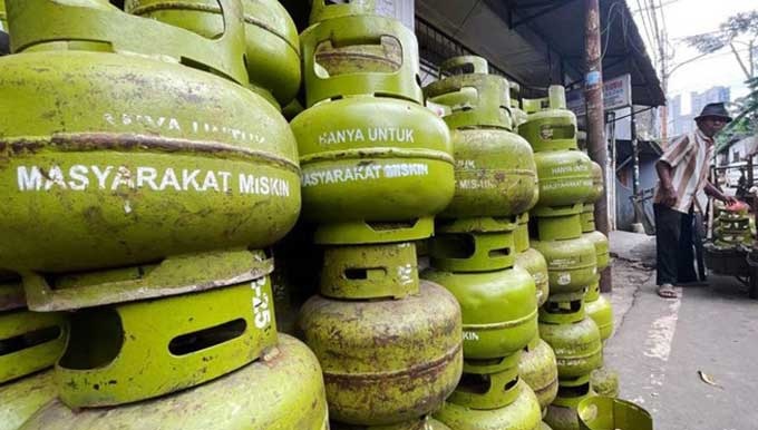 Ilustrasi tabung gas elpiji tiga kilogram.